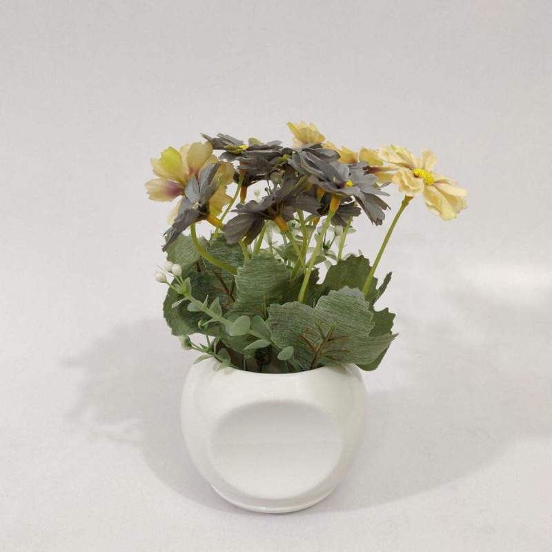 Picture of Artificial flower arrangement with ceramic type pot Multicolor