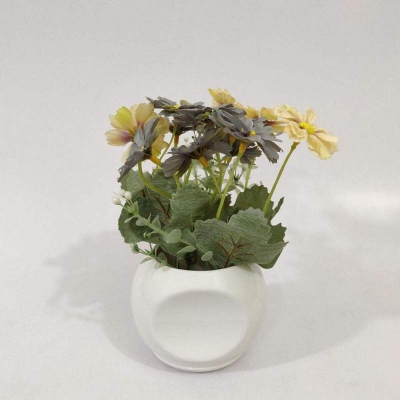Picture of Artificial flower arrangement with ceramic type pot Multicolor