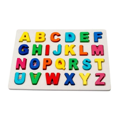 Picture of Wooden Alphabet Puzzle  ABC Blocks Matching Game Montessori Jigsaw Early Learning Educational Toy 