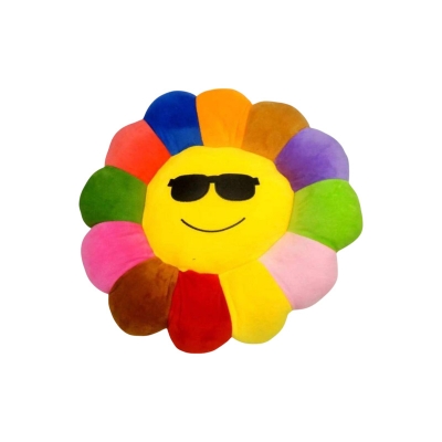 Picture of Sunflowers Emoji Expression Multi Color Throw Pillow Plush Sofa Car Office Back Cushion lough Multicolor