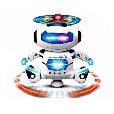 Picture of Naughty white dancing robot toy with lights, music, rotation, and dancing for kids and babies Antique White