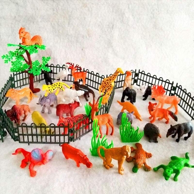 Picture of Safari Plastic Animals Figures Toys-53 Piece Mini Realistic Wild Vinyl Zoo Jungle Animal Toy Set, Learning Party Favors Toys for Boys & Girls Kids Toddlers Forest Small Animals Playset Multicolor