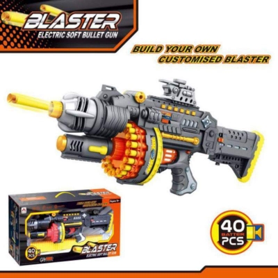 Picture of Electric Soft Bullet Gun toy semi-automatic soft shell gun Blaster with 40pcs Soft Bullet Kids Black
