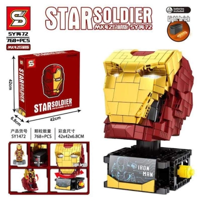 Picture of Sembo Blocks SY1472 Star Soldier MK42 Iron Man Head Series Collection Educational Kids Toys Red