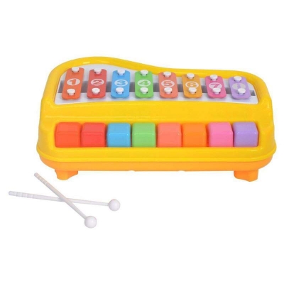 Picture of 8 Keys Xylophone Piano with 6pcs of Musical Sheets and 2 sticks for rhythm lover kids Multicolor