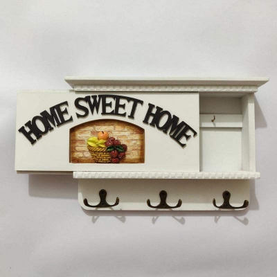 Picture of Home sweet home white color wooden key holder White