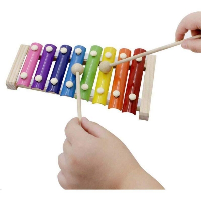 Picture of Wooden Xylophone Hand Knock Piano Musical Toy for Kids Multicolor