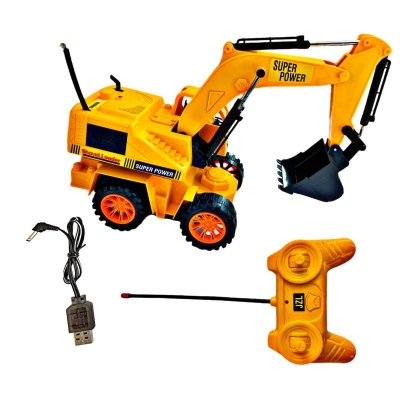 Picture of New Remote Control Engineering Vehicle Rechargeable RC Excavator King Of Truck Toys For Kid's Yellow