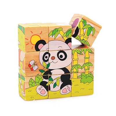 Picture of Six-sided Wooden Puzzle for children-Six Kinds of Design Multicolor