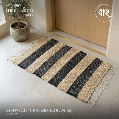 Picture of Baah's Blend-in-Gold 04 Handmade Natural Jute Rug-natural