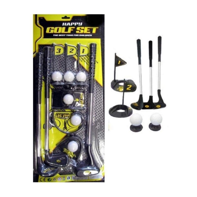 Picture of Mini Golf Set With 3 Sticks, 6 Balls And 3 Flags Black
