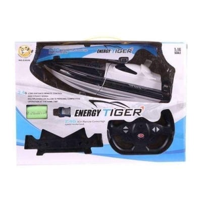 Picture of Plastic Remote Control Energy Tiger Toy Boat - White and Black