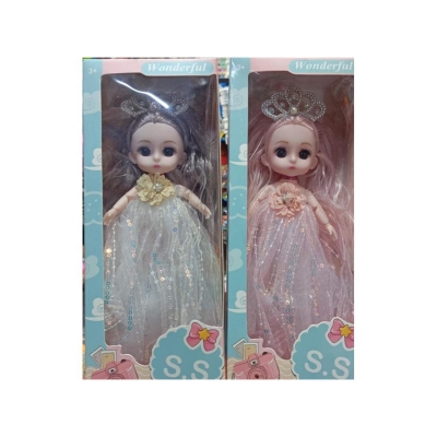 Picture of 18cm Wonderful Princess Dolls for Girls - Elegant Party Dress with Crown  -Per Piece Random pack Multicolor