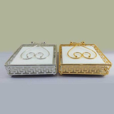 Picture of Metal Tissues Holder Gold And Silver Full Body With Stone Design Gold & Silver