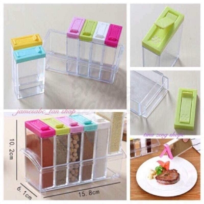 Picture of Transparent seasoning box Six-piece set of seasoning bottle Salted MSG seasoning box White