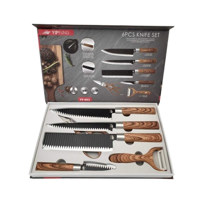 Picture of High Quality Funny Kitchen Knife 6pcs Stainless Steel Knife Set with PP and TPR coating handle YF-003 Multicolor