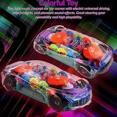Picture of Transparent Concept Racing Car Toy with Light & Sound, Gear Simulation Mechanical Transparent Car with 360 Degree Rotating 3D Concept Car Toy for Kids Multicolor