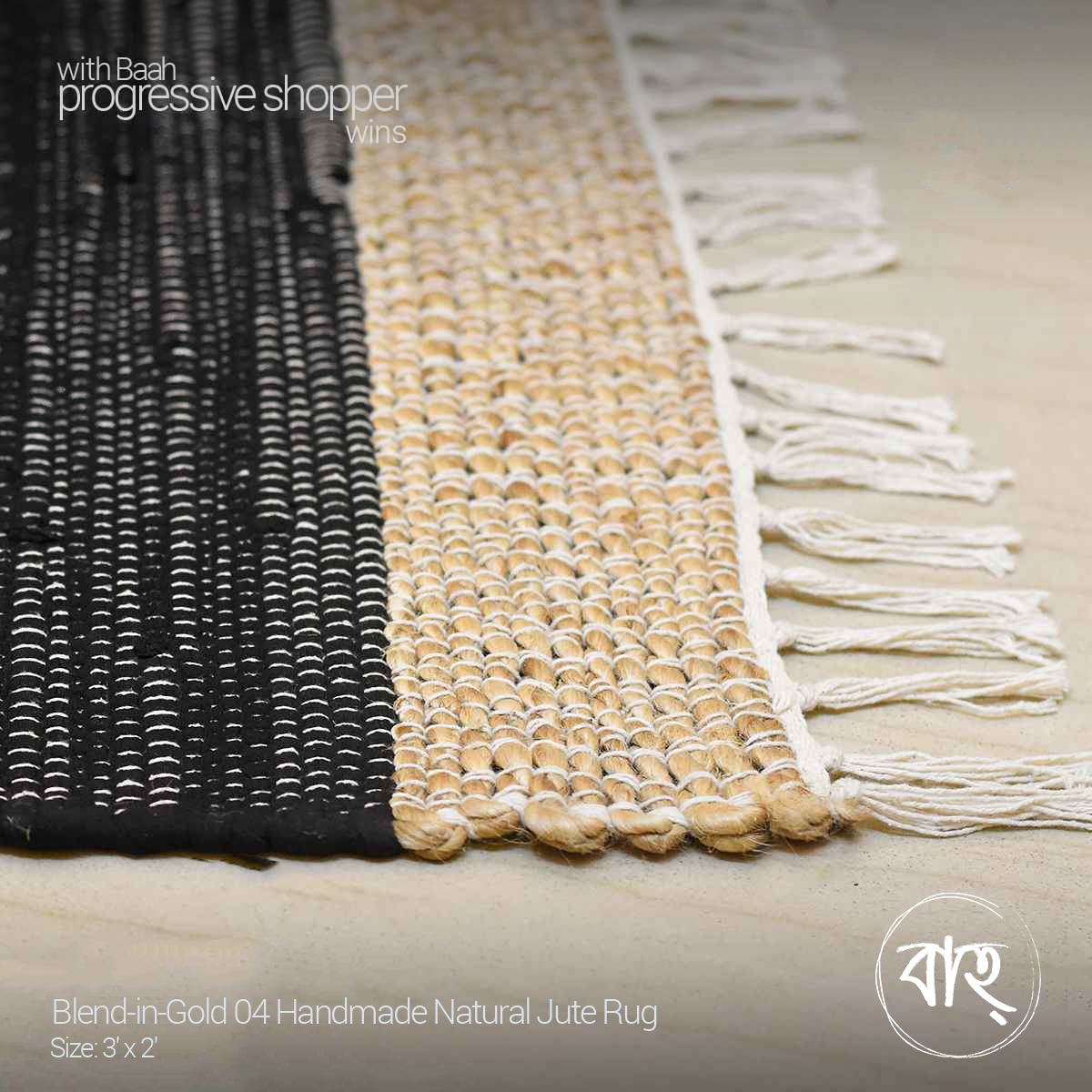 Picture of Baah's Blend-in-Gold 04 Handmade Natural Jute Rug-natural