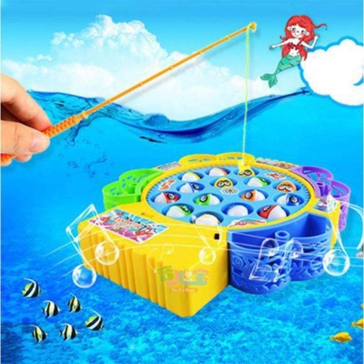 Picture of 45pcs Electric Musical Rotating Fishing Toy Children Board Play Fish Game Magnetic Fish Outdoor Sports Educational Toys For Boys Girls Multicolor