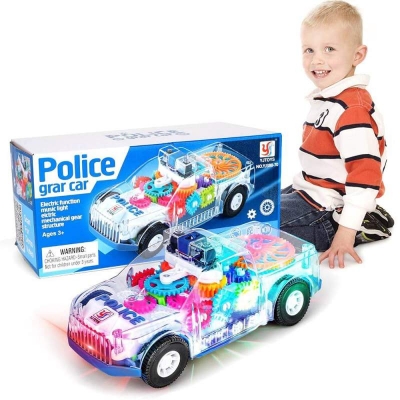 Picture of Electric Police Car Toy with Lights and Music, Auto Driving, Transparent Gears, Battery Operated, Ages 3-8 Years, Kids Gifts Multicolor