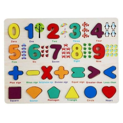 Picture of Wooden 0–9 Number Puzzle Board – My First Learning Educational Toy for Kids – Multicolor