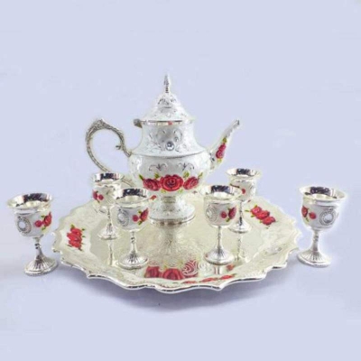 Picture of Arabian Style Surai Set Metal Body Mina Work Design Multicolor