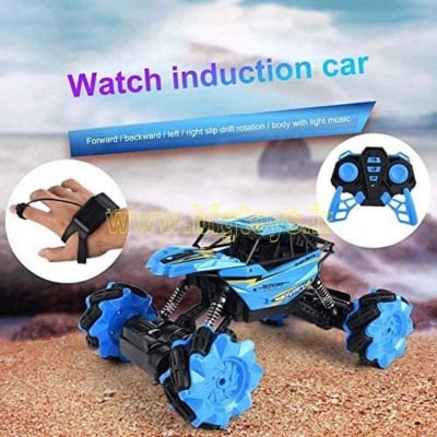 Picture of Cross border popular childrens watch remote control car toy 24G charging climbing car gesture sensing SUV Blue