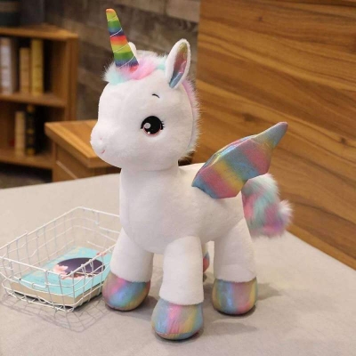 Picture of Rainbow Hair Tail Soft Unicorn Plush Toy for - Kids Multicolor