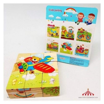 Picture of Different shapes of animals wooden blocks puzzle, set of Six,Nine piece Multicolor