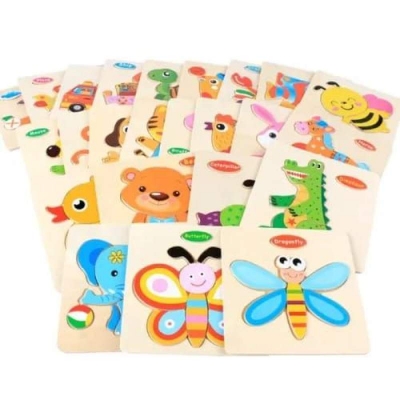 Picture of 1pcs Wooden Puzzles for Toddlers 3 Years Animal Vehicle Jigsaw Puzzle Educational Kids Puzzles Toys Montessori Learning Jigsaw Toy Multicolor