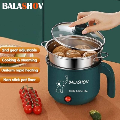 Picture of Electric Multi Cooking Pot 1.9L - 2-in-1 Mini Cooker with Steamer - Portable Non-Stick Electric Pot for Boiling, Steaming, and Cooking Multicolor
