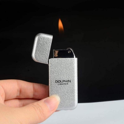 Picture of Dolphin Cigarette Lighter Metal Butane Gas Lighter Ultra Thin Kerosene Oil Lighter Gadgets For Men Smoking Accessories Multicolor