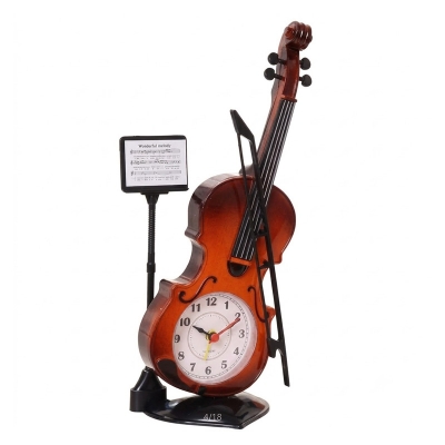 Picture of Desk Clock Creative Violin Design Delicate Home Alarm Clock 