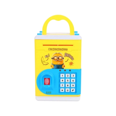 Picture of Kids Electronic Money Safe Box password & Fingerprint Saving Bank ATM for Coins and Bills ,piggy bank with fingerprint & password Multicolor