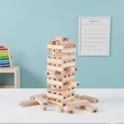 Picture of Wooden Blocks Game for Kids Gaming Classic Jenga, Tower Game,Educational Puzzle Board Game Multicolor