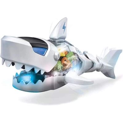 Picture of Battery Operated Transparent Gear Robot Shark Car Vehicle Toy for Kids|Boys|Girls with 3D Colorful Light & Music and Bump & go Action Multicolor