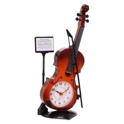 Picture of Desk Clock Creative Violin Design Delicate Home Alarm Clock 