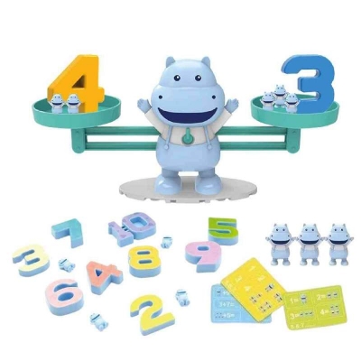 Picture of Balance Hippo Educational Building Blocks Toy – Numbers 1-10, Animals x10, Cards x3 – Age 3+ Multicolor
