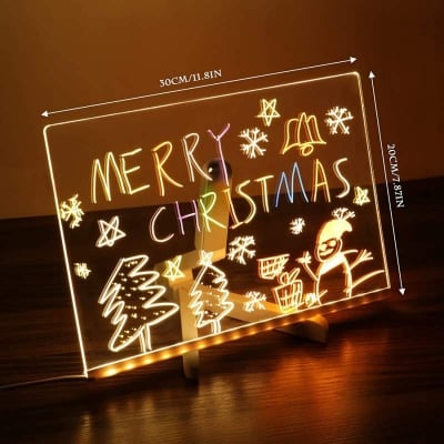 Picture of 3D LED Acrylic Writing Pad with Pen – USB Glow Message Board Lamp | Cute Duck Desk Decor for Home, Office & Gift Multicolor