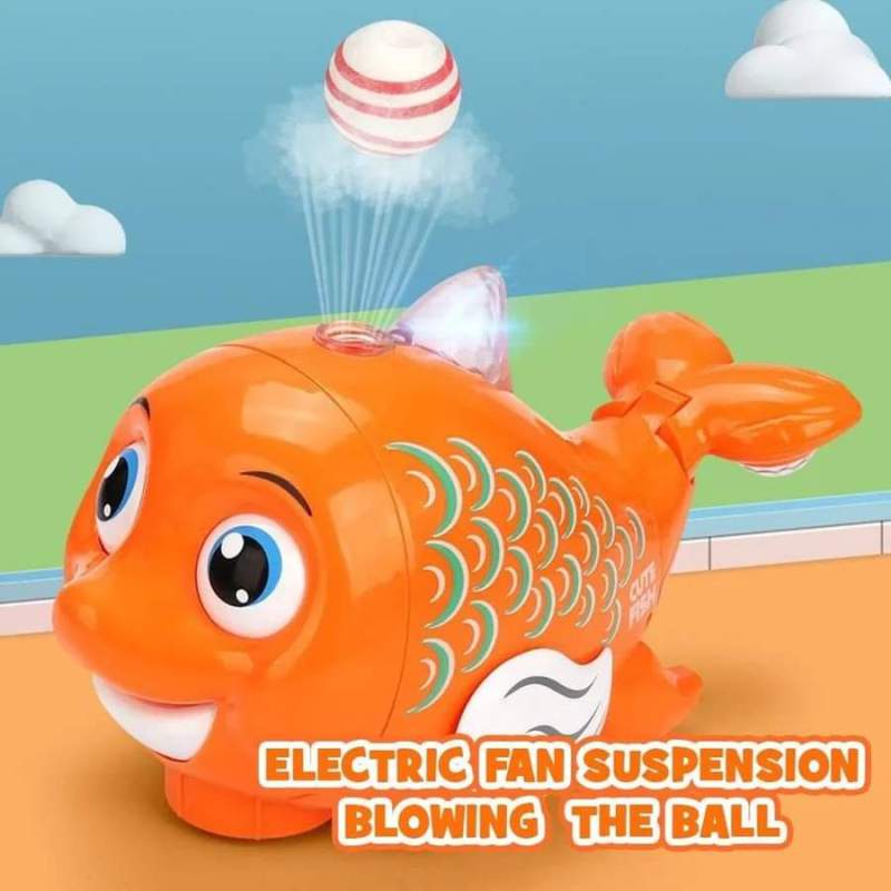 Picture of Musical Fish Toy| Flashing Colourful Light & Sound Toy for Babies | Blowing Ball Musical Bump n Go Toys for Kids Best Gift for Bous and Girls Multicolor