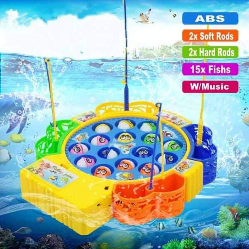 Picture of Electric Musical Rotating Fishing Toy Children Board Play Fish Game Magnetic Fish Outdoor Sports Educational Toys For Boys Girls Multicolor