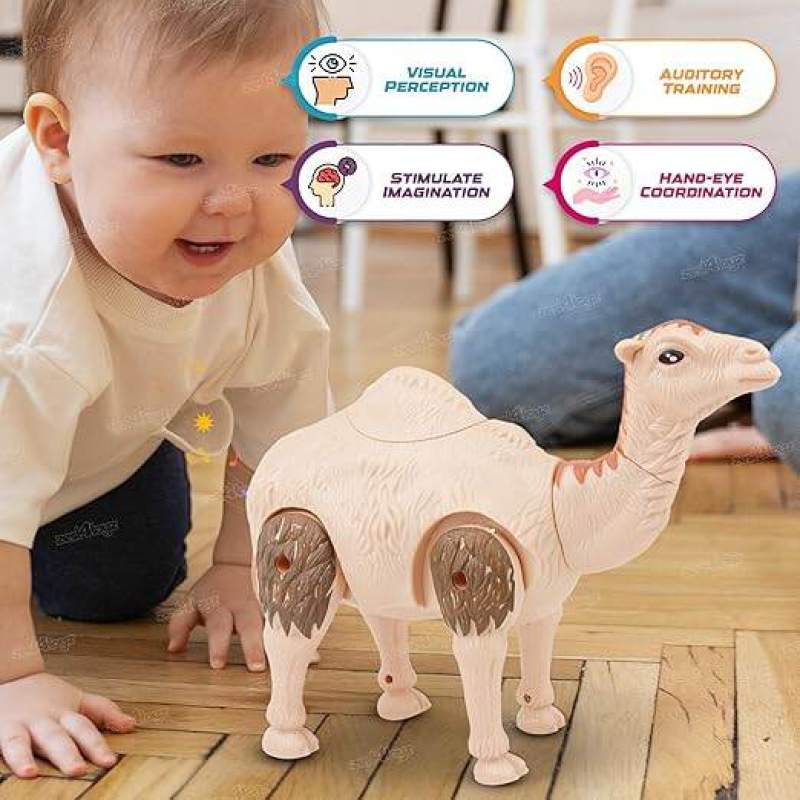 Picture of Walking Grunting Music Camel with Automatic Swinging Head & Tail Multicolor