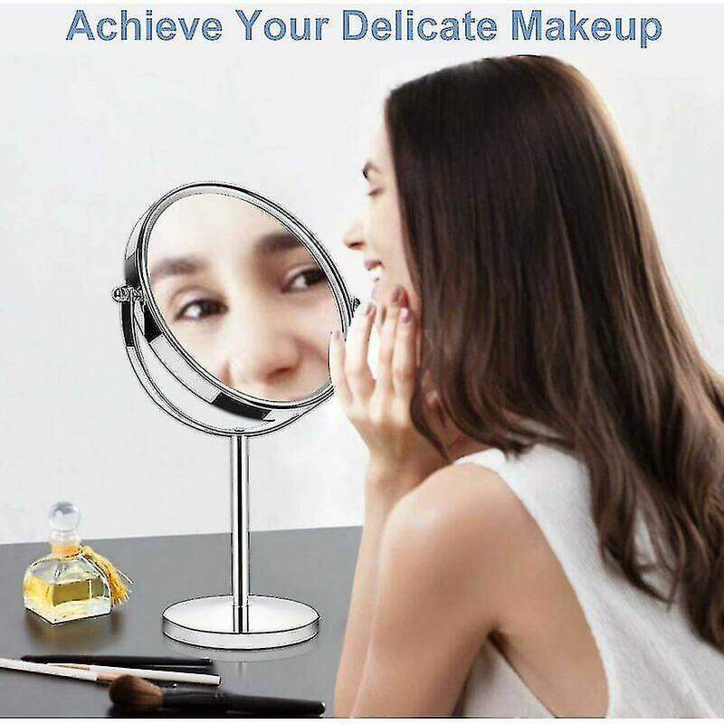 Picture of 360 Degree Swivel Magnifying Mirror, Vanity Mirror With Stand And Cute Mirror Silver