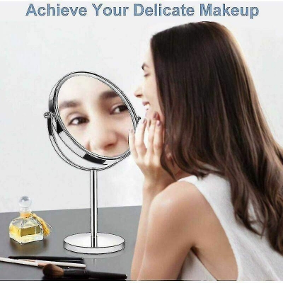 Picture of 360 Degree Swivel Magnifying Mirror, Vanity Mirror With Stand And Cute Mirror Silver