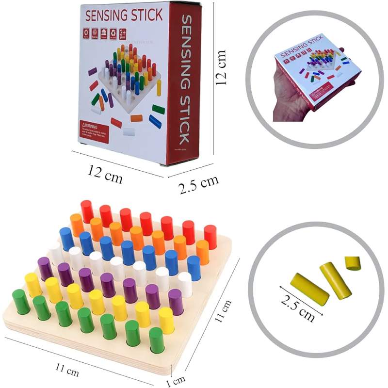 Picture of Wooden Board Game for Toddlers, Montessori Education Colour Cognition Sorter& Stacking Toys for Boys Girls, Fine Motor Skills Toys, Wooden Board for 3+,Small(12 * 12 * 3.5cm) 