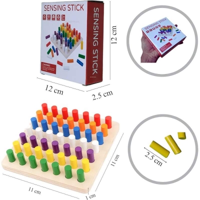 Picture of Wooden Board Game for Toddlers, Montessori Education Colour Cognition Sorter& Stacking Toys for Boys Girls, Fine Motor Skills Toys, Wooden Board for 3+,Small(12 * 12 * 3.5cm) 