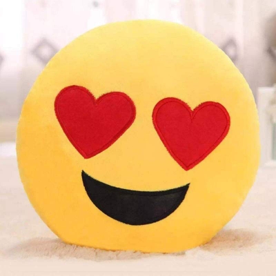 Picture of 1Pcs Wink Blow Heart Kiss Emoji Pillow 10 Inch Large Yellow Smiley Emoticon Yellow