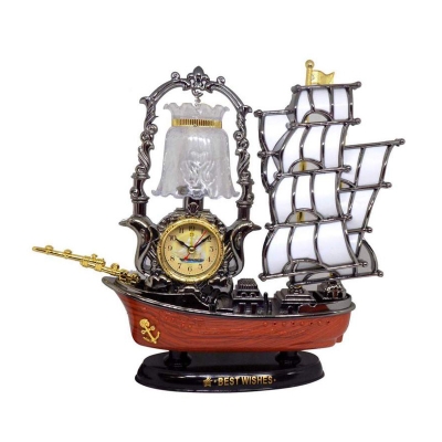 Picture of Ship Lamp with Clock, Home Decoration Item, Best Gift Item for Diwali and Other Festive Occasion, Multicolor