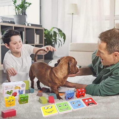 Picture of Wooden Expressions Matching Block Puzzles, Puzzle Building Blocks, Educational Puzzles, Toy Board Games, for Children Aged 3, 4, 5 Years Multicolor
