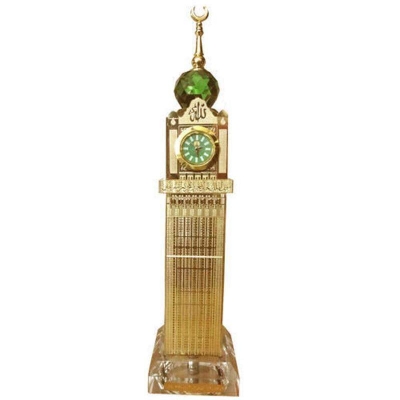Picture of Ramzan Mubarak World Monuments Islamic Abraj Al Bait Famous Landmark Souvenir Skyscraper Collectibles Mecca Clock Tower Miniature Crystal Glass Statue 8.5" Multicolor